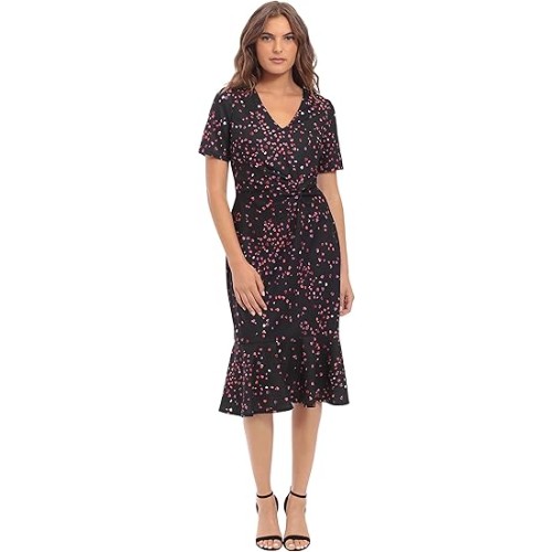 V-Neck-Polished-Flounce-Hem-Twist-Waist-Detail